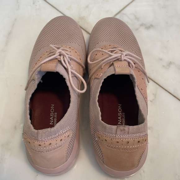 Mark Nason LA, size 7, dusty rose pink knit leather saddle shoe sock sneaker - Picture 6 of 10